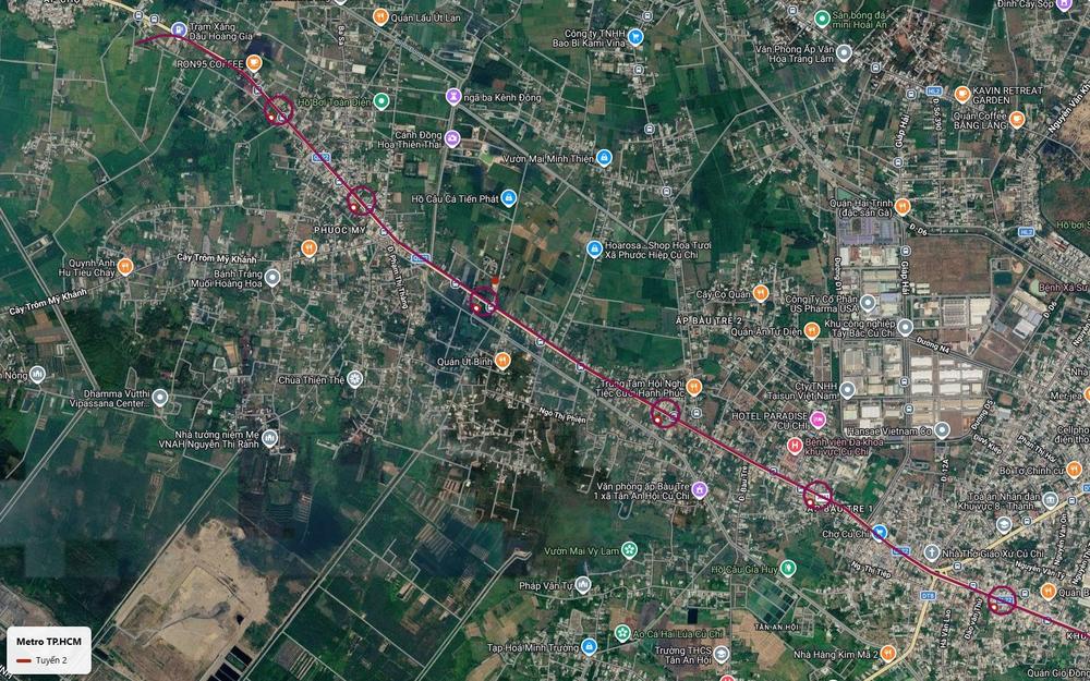 Tuyến metro số 2 TP.HCM đoạn Phước Mỹ Tân An Hội chạy dọc Quốc lộ 22 cạnh Khu công nghiệp Tây Bắc Củ Chi