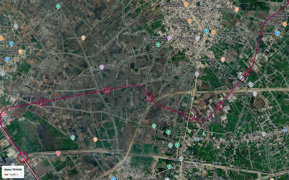 Toàn cảnh nhánh 17 km của tuyến metro số 2 TP.HCM từ Tân Phú Trung qua ấp Chợ và Tỉnh lộ 15 tới Võ Văn Bích