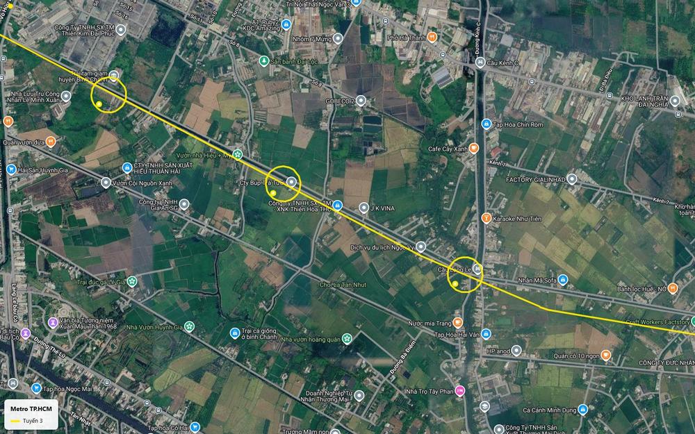 Nhà ga tuyến metro số 3 TP.HCM tại cầu Láng Le, vùng Láng Le - Bàu Cò, đường Kinh C huyện Bình Chánh