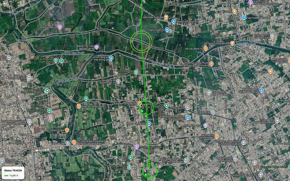 Bản đồ tuyến metro số 4 đoạn Thạnh Xuân Quận 12 với cụm ga kép và ga lớn khu TX 25