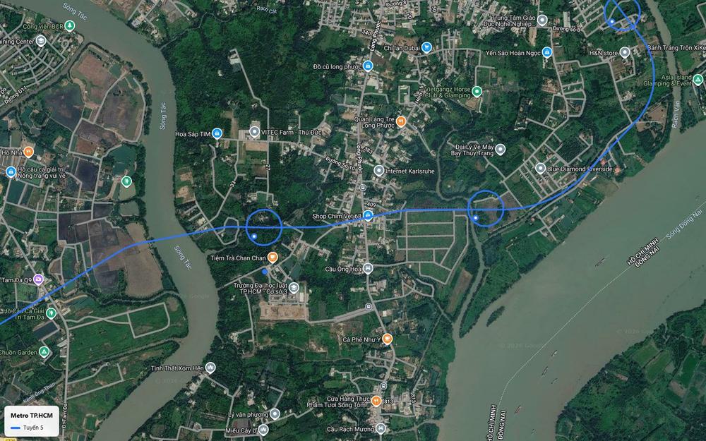 Tuyến metro số 5 TP.HCM băng sông Tắc sang phường Long Phước, hướng ra phía sông Đồng Nai