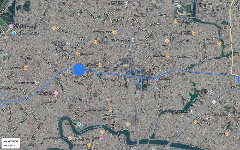 Tuyến metro số 5 TP.HCM đi ngầm dưới đường Phan Đăng Lưu, quận Phú Nhuận, gần chợ Bà Chiểu