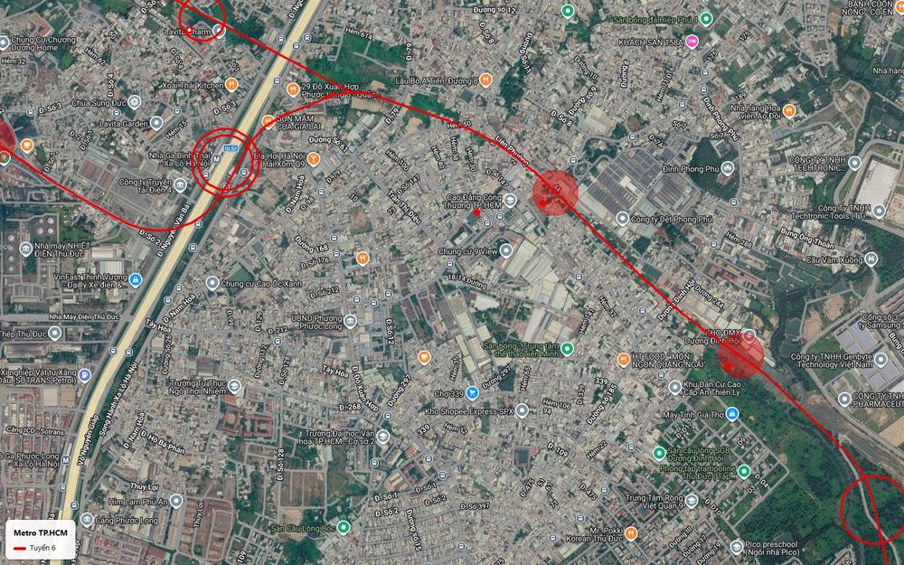 Nhà ga Bình Thái trên Xa lộ Hà Nội nơi tuyến metro số 6 giao cắt tuyến metro số 1 Bến Thành Suối Tiên