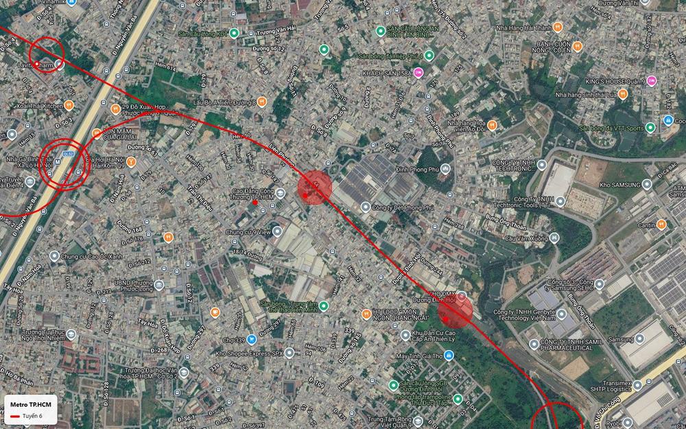 Đoạn tuyến metro số 6 qua Phước Long B với hai ga ngầm gần Cao đẳng Công Thương và nhà máy Samsung SEHC