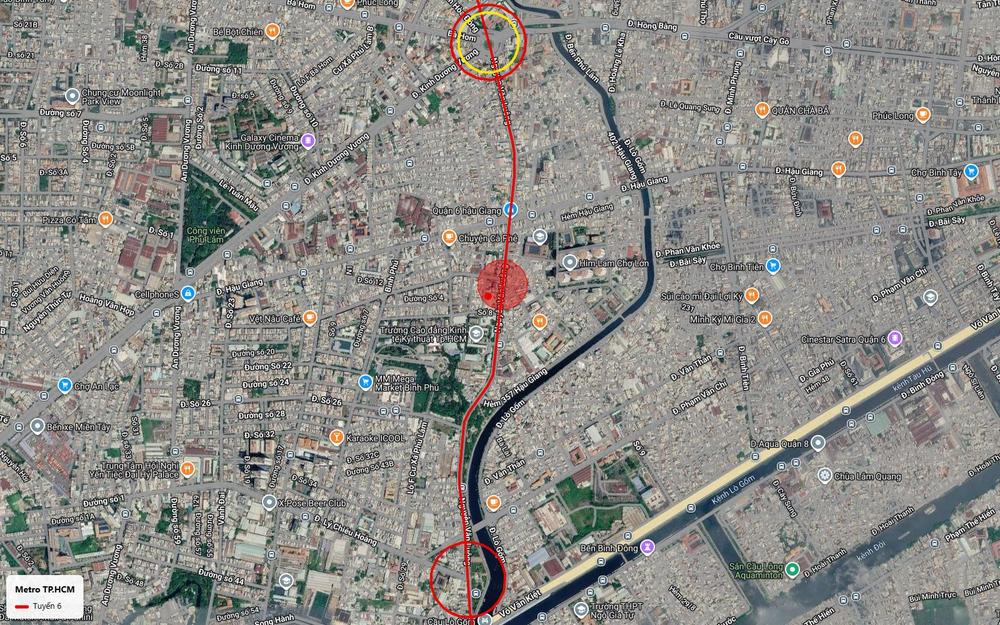 Ga trung chuyển tuyến metro số 6 tại vòng xoay Phú Lâm Quận 6 gần Bến xe Miền Tây và đường Kinh Dương Vương