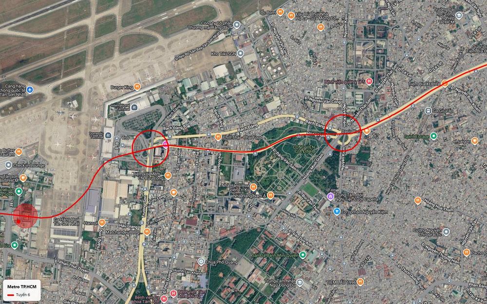 Tuyến metro số 6 theo đường Hồng Hà men công viên Gia Định tới ga trung chuyển vòng xoay Nguyễn Kiệm Nguyễn Thái Sơn
