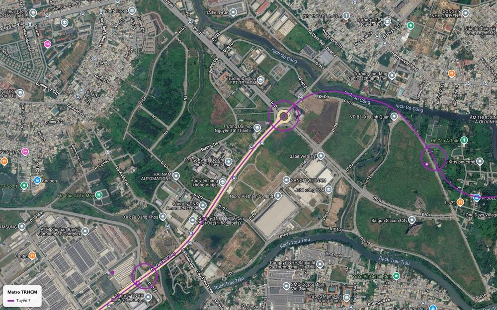 Tuyến metro số 7 đi qua Khu Công nghệ cao TP Thủ Đức với FPT Software F-Town 3 và Học viện Hàng không Vietjet