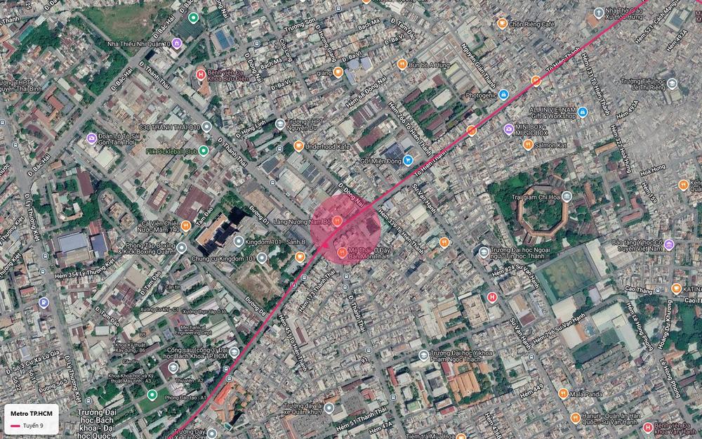 Tuyến metro số 9 dọc trục Tô Hiến Thành Quận 10 với ga ngầm khu đường Đồng Nai gần Trại giam Chí Hòa