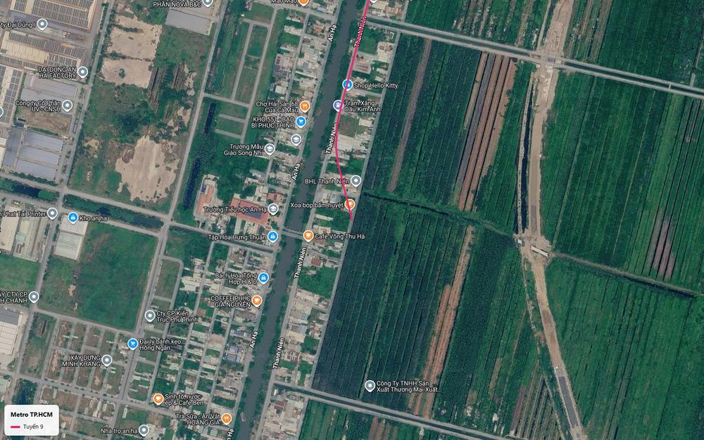Điểm cuối tuyến metro số 9 tại khu An Hạ trên đường Thanh Niên xã Phạm Văn Hai huyện Bình Chánh